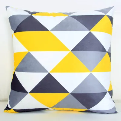 Желтый серый синий декоративный чехол для подушки домашний декор бархатное покрытие для подушки для дивана 45*45 см Геометрическая наволочка Pillowsham