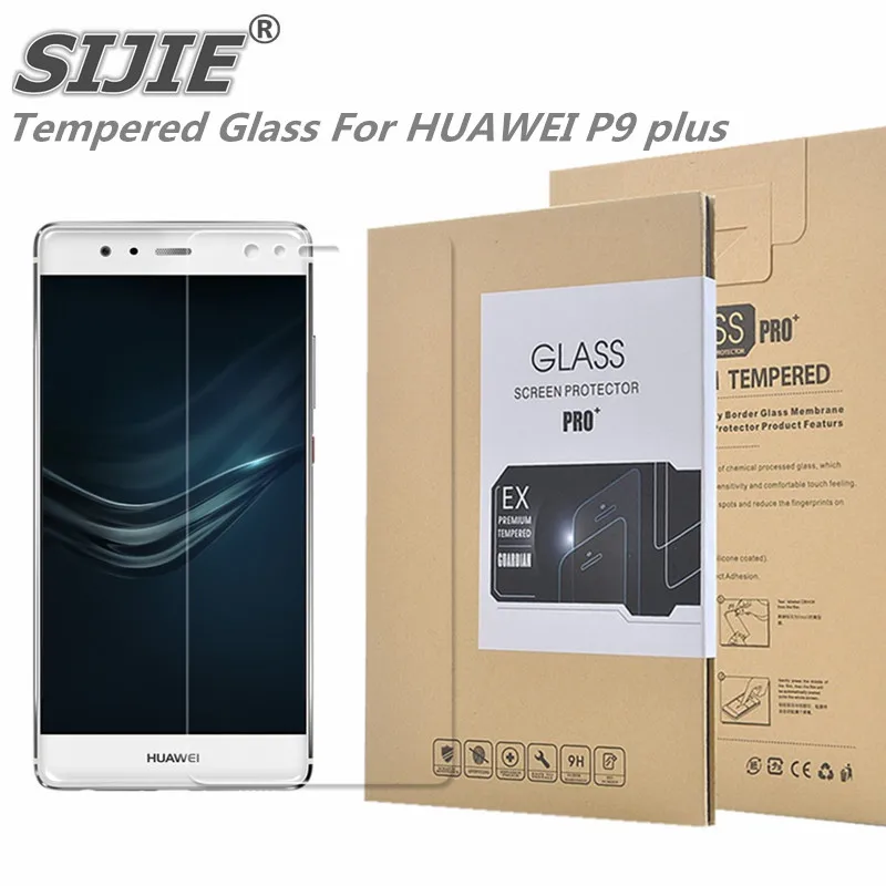 

SIJIE Tempered Glass For HUAWEI P9 plus 2.26mm Screen Protector front stronger 9H thin with Retail Package Hard BOX save