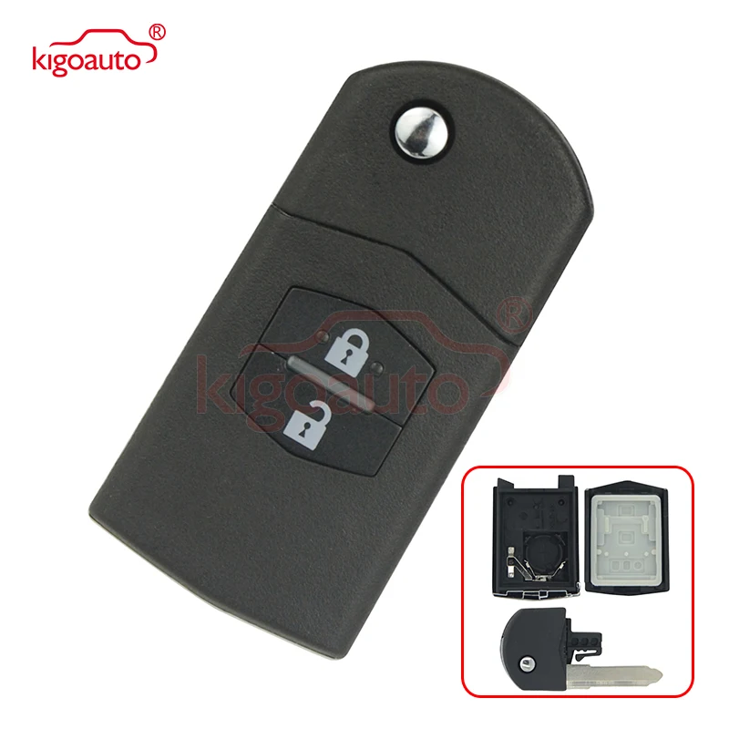 kigoauto 5pcs 2 Button Flip Folding Remote Key Fob Shell Case Replacement for Mazda 3 5 6 2005 2006 2007 2008 2009 2010