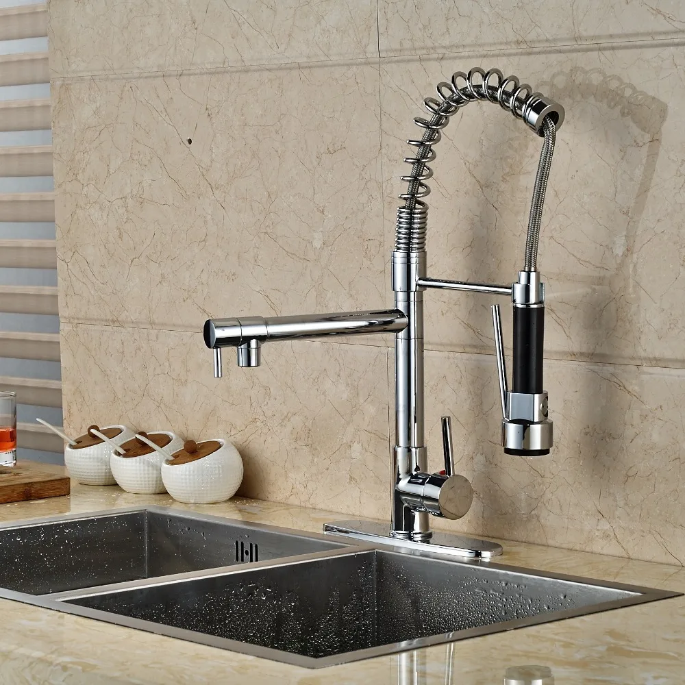 

Chrome Kitchen Faucet Spring Vessel Sink Mixer Tap 8" Plate