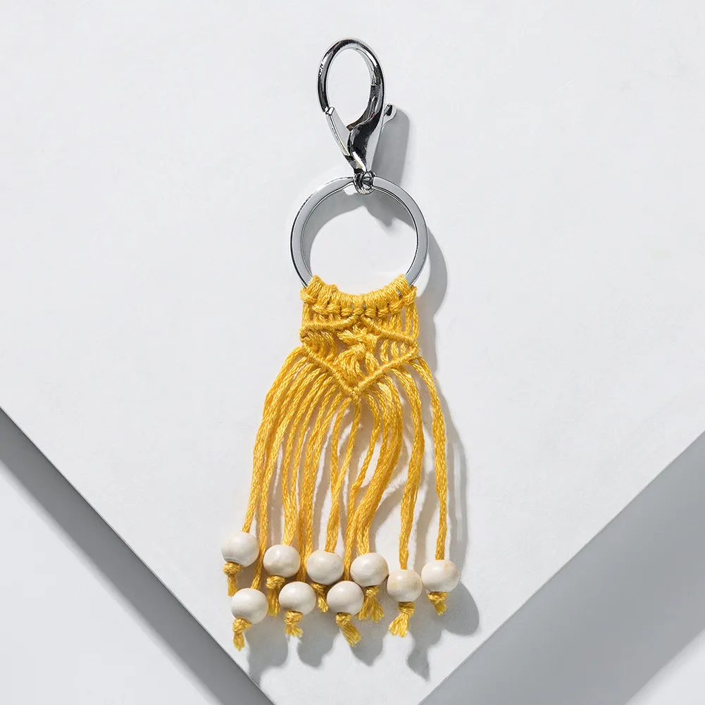 Макраме брелок для ключей с кисточкой кольцо для ключей брелок для дам ручной работы брелки подарок для девушки милый брелок сумка Шарм - Цвет: K7494