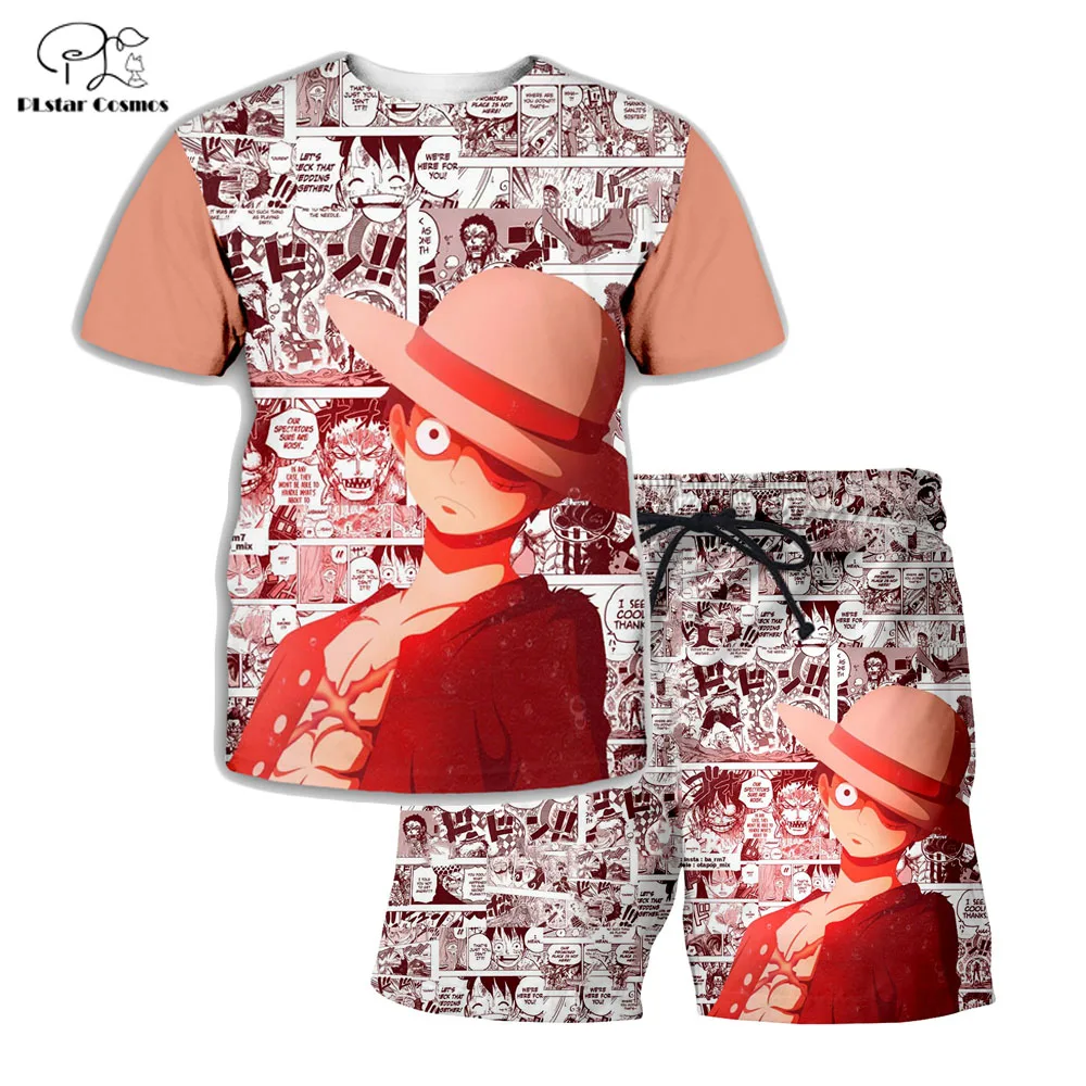 

PLstar Cosmos Summer T Shirts Men Anime Comic Printed ONE PIECE 3D T-Shirt and shorts Mens for boy Luffy Suit TG-07 size XS-7XL