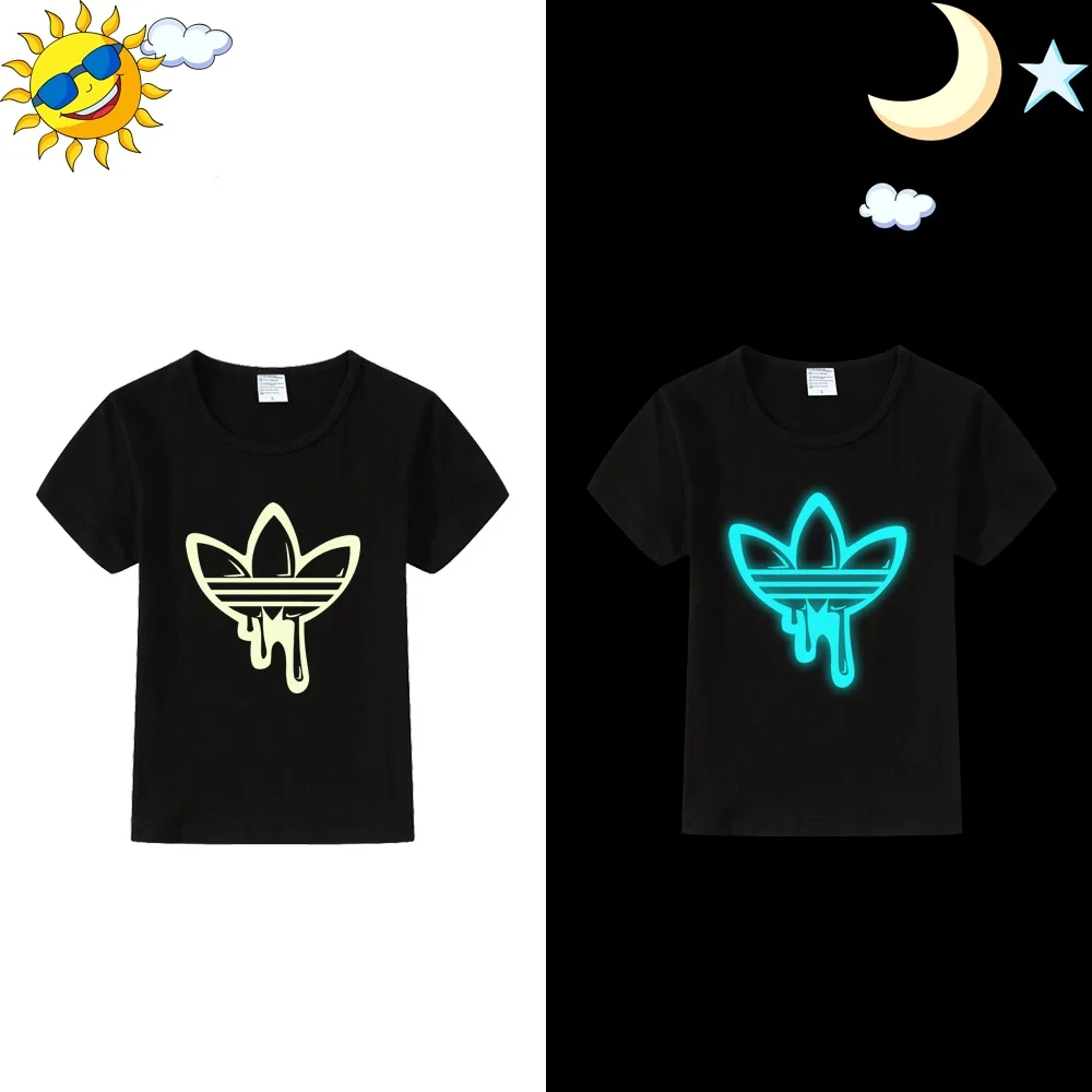 LYTLM/футболки для маленьких мальчиков; коллекция года; одежда в Корейском стиле для подростков; Детские футболки для девочек; светящаяся футболка; топ с длинными рукавами для маленьких мальчиков - Цвет: Short Sleeve