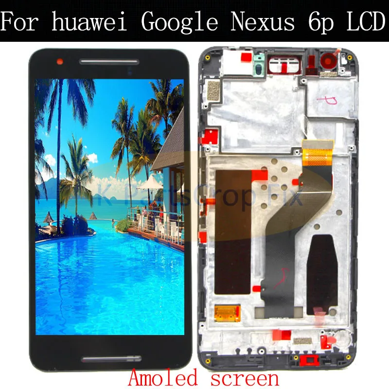 

For Huawei Google Nexus 6P LCD Display with Touch Screen Digitizer Frame Assembly Black Color Replacement Parts Free Shipping