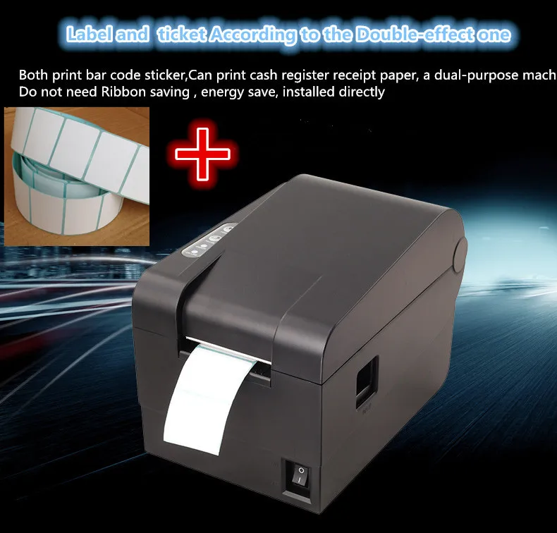 new 1 roll label paper Barcode label printers Thermal clothing label printer Support 58mm printing Paper