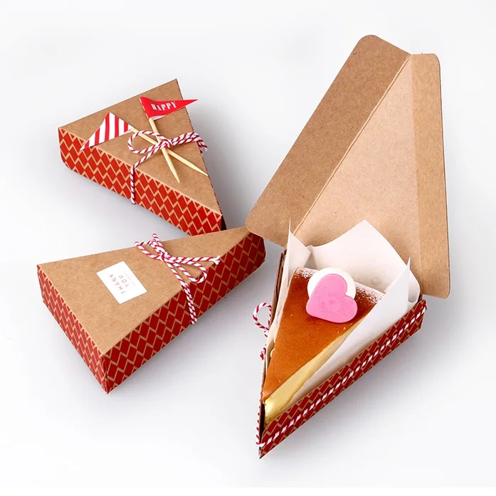 

8.5*13.5*3.3cm 10 Pcs red Kraft Paper Box Candy Gift Christmas Party fruit pie pizza Storage Boxes Gift Packing Boxes