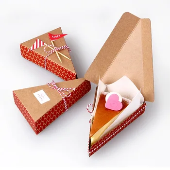 

8.5*13.5*3.3cm 10 Pcs red Kraft Paper Box Candy Gift Christmas Party fruit pie pizza Storage Boxes Gift Packing Boxes