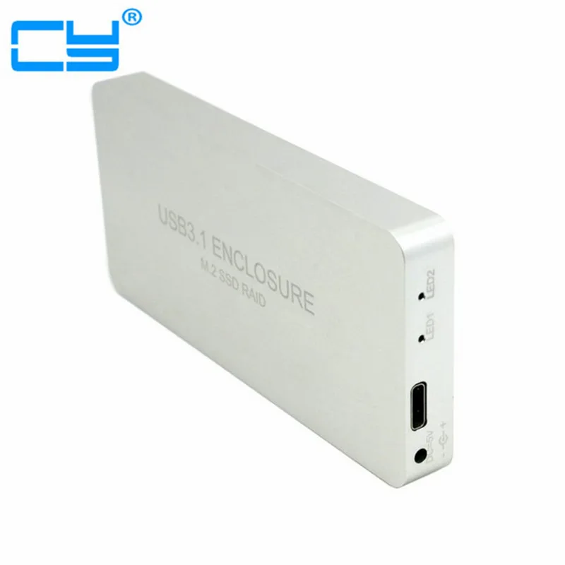 

USB-C USB 3.1 Type C to Dual M.2 NGFF PCI-E 2 Lane SSD Enclosure with Raid Raid0 Raid1 or PM Free Shipping tracking number