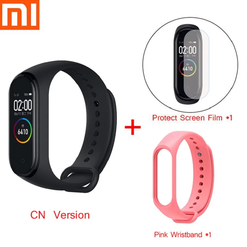 Xiaomi mi Band 4 фитнес-браслет 5ATM шагомер спортивный умный Браслет 0,9" цветной AMOLED экран mi Band 3 mi Band 4 глобальная версия - Цвет: CN Film Pink Band