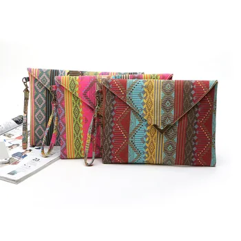 

New National Geometric Canvas Bags Envelopes Clutch Small Ladies Designer Handbags Women Phone Package Purses Best Sale-WT