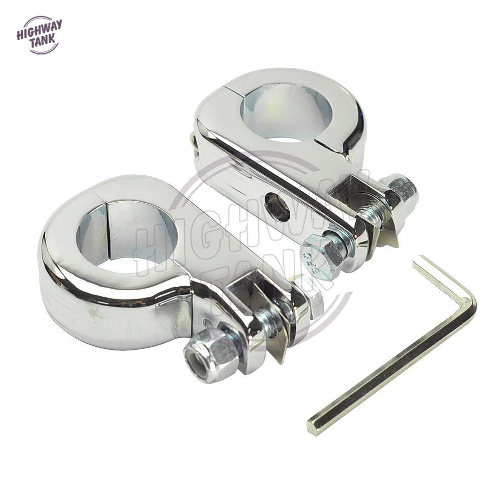 

Chrome Motorcycle Foot Rest Moto Foot Peg P-Clamp Mounting Kits case for Harley engine guards 1 1/4" 32mm Highway bar