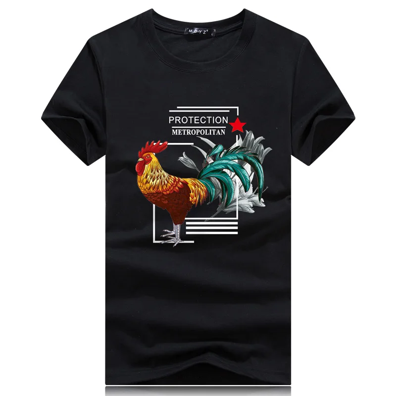 2017 New fashion Rooster pattern Man's T shirt Summer T shirt Cotton