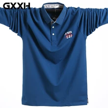 GXXH Осенняя мужская хлопковая рубашка поло большого и высокого размера плюс 3XL 4XL 5XL Мужская свободная рубашка поло большого размера с вышитыми буквами