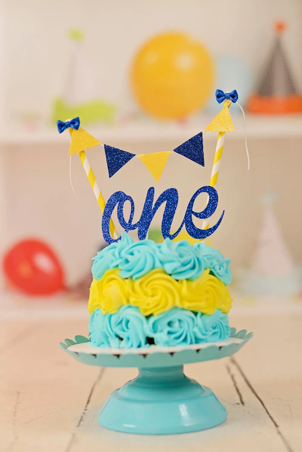 Blue boy Banner Cake Topper One Cake Topper, First birthday cake topper