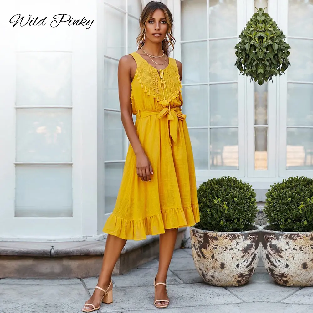 Для женщин Лето Boho кружева длиной макси платье Вечеринка пляжное сарафан с v