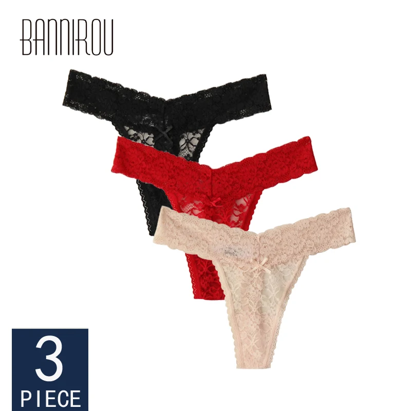 

3 Pieces Woman Underwear Sexy Lace Hot Sale Underwear Woman Low Waist High Quality Soft Female Panties New Plus Size Thongs Lace