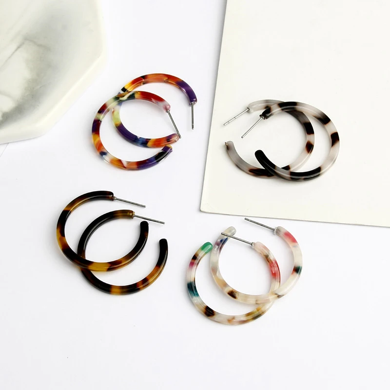 Винтажные простые серьги из акрилового ацетата, геометрические круглые серьги-кольца для женщин, ювелирные изделия