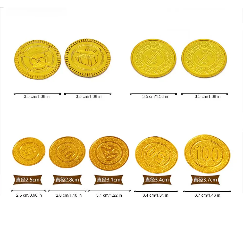 Children Treasure Hunting Box pirate coins Treasure Box Electroplated Retro Plastic Toy Gold Coins and Pirate Gems Jewelry