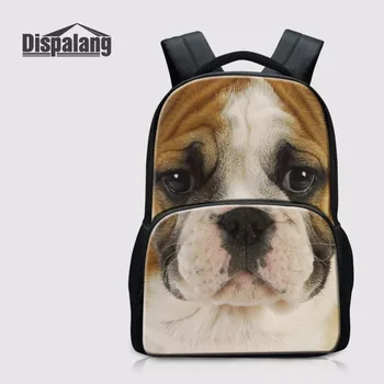 

Dispalang Animal Bulldog Pet Dog Back Pack Schoolbag Men Fashion Bagpack 17 inch School Backpack College Teenager School Bag
