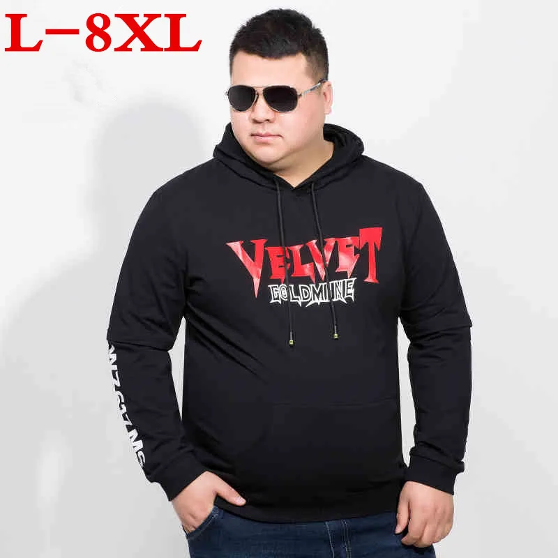 _ 8xl 7xl 6xl хлопковая свободная футболка Мужская Однотонная с капюшоном мужская
