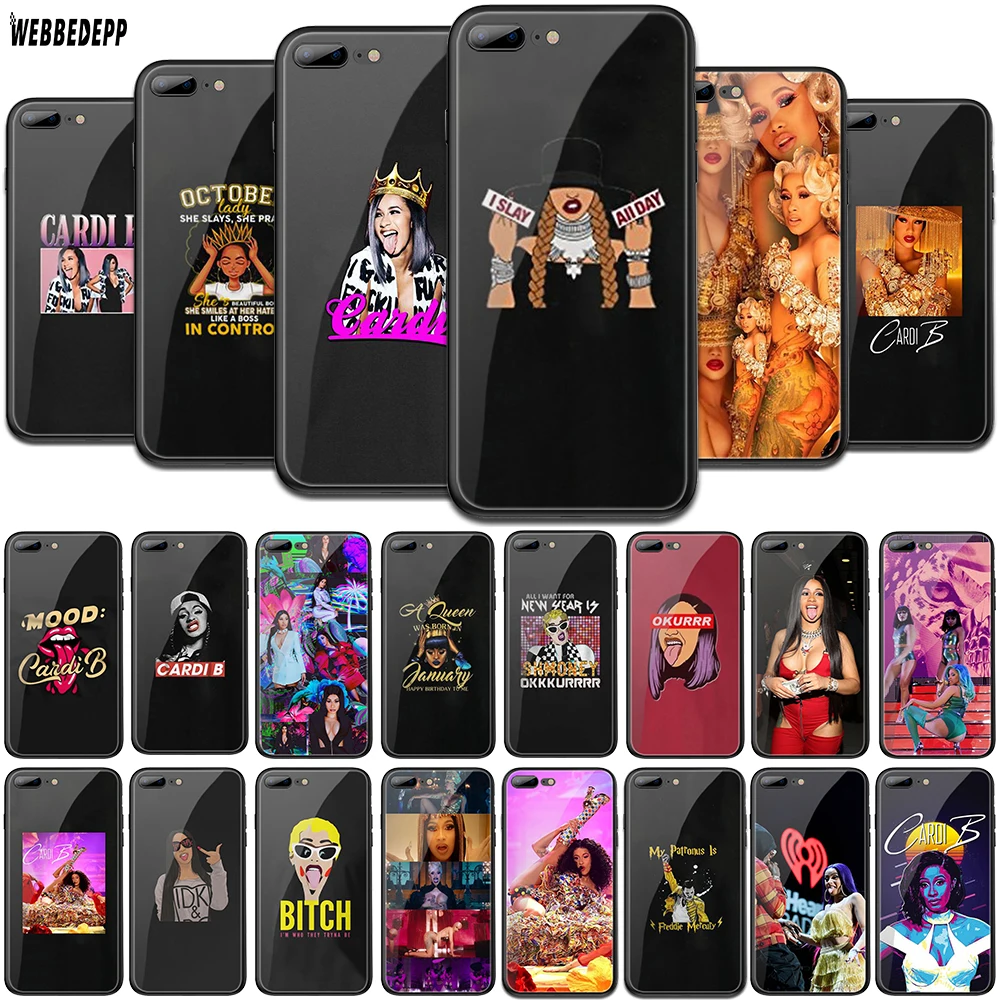WEBBEDEPP Cardi B чехол из закаленного стекла ТПУ для Apple iPhone 6 6S 7 8 Plus 5 5S SE XR X XS 11 Pro MAX |