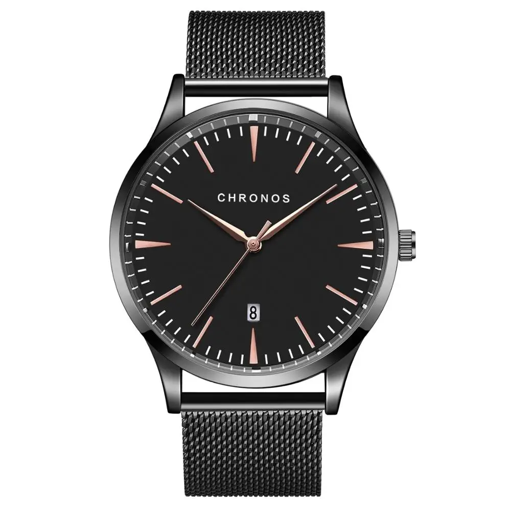 CHRONOS Men Wrist watches Top Quality Male Stainless Steel Bracelet Watch Waterproof Quartz Clock with Date Fashion Montre Femme CHRONOS Men Wrist watches Top Quality Male Stainless Steel Bracelet Watch Waterproof Quartz Clock with Date Fashion Montre Femme