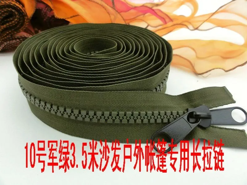 

10# resin zipper for sewing two sides zip for outdoor tent yatch cover zipper repair army green 220cm 250cm 350cm 1piece
