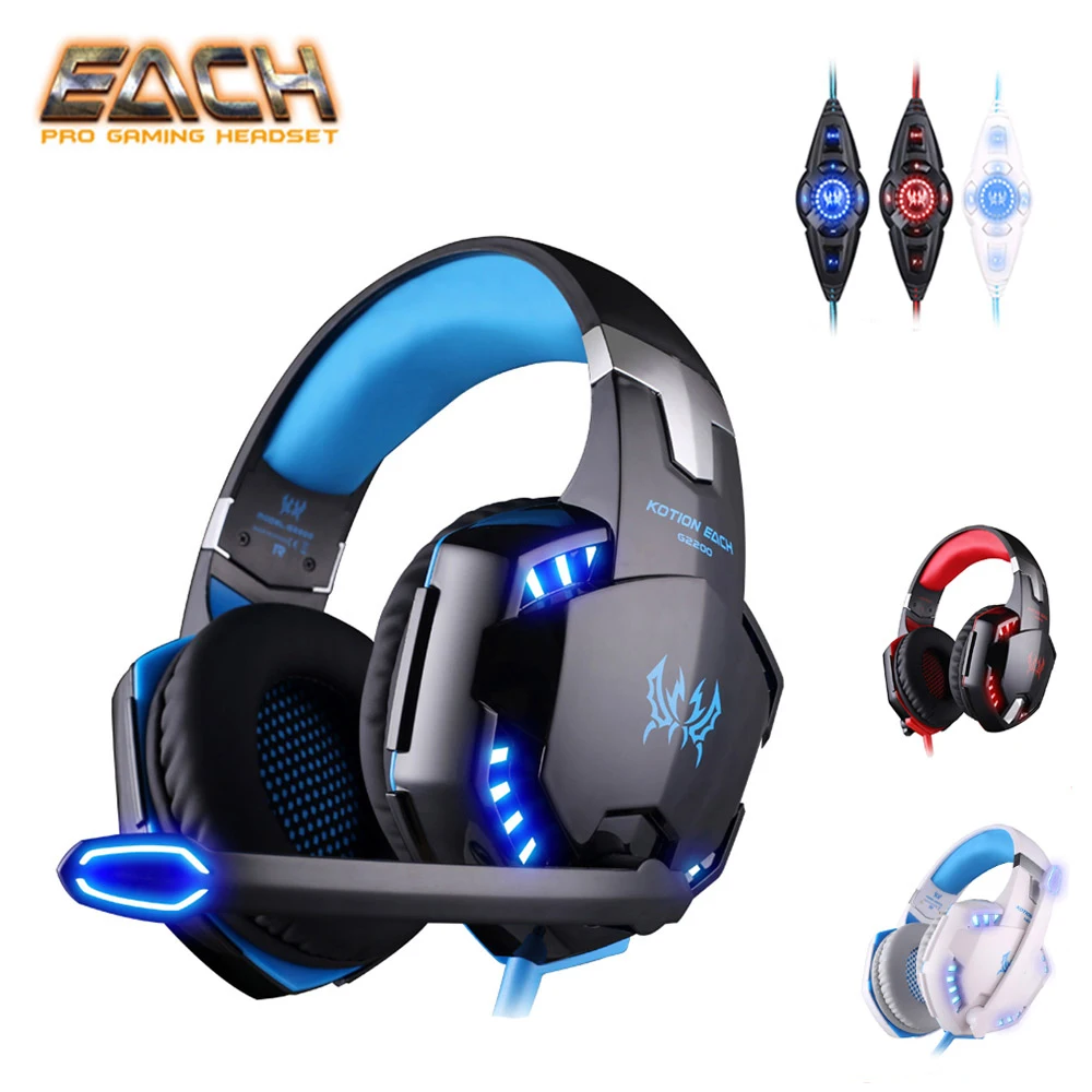 

KOTION EACH G2200 USB 7.1 Surround Sound Vibration Gaming Headset Headphones for Computer Headband with Microphone LED Light