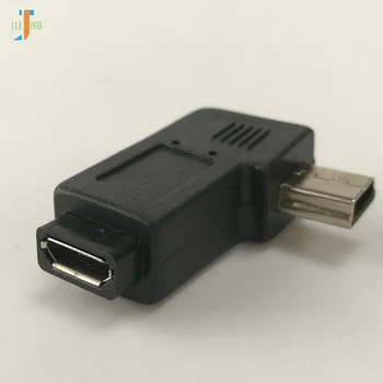 

L Shaped Mini USB Female To Micro USB Male 90 Degree Right Left Angle Adapter Connector Black 1000pcs/lot
