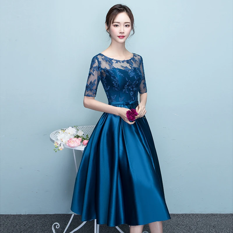 DongCMY Новое поступление 2019 короткие синий цвет платье для выпускного вечера элегантные вечерние женские платья