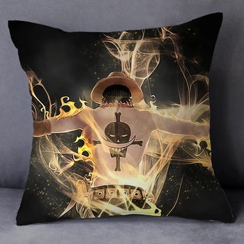 

2017 New 40*40cm Fashion Custom cartoon Anime One Piece Portgas D Ace Pillow stuffed Solf Two-sided Prints pillow gifts