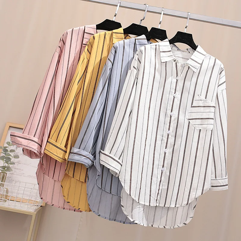 

Plus Size Casual Blouses 2019 Autumn Women Fashion Loose Long Sleeve Cotton Shirts F31-X8133