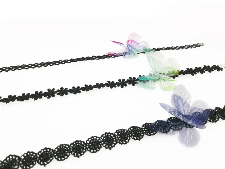 2 10pcs Colorful Butterfly For Wedding Gifts For Guests Lace Choker Necklace Double-Layer Tulle Butterfly Wedding Bridesmaid Decor