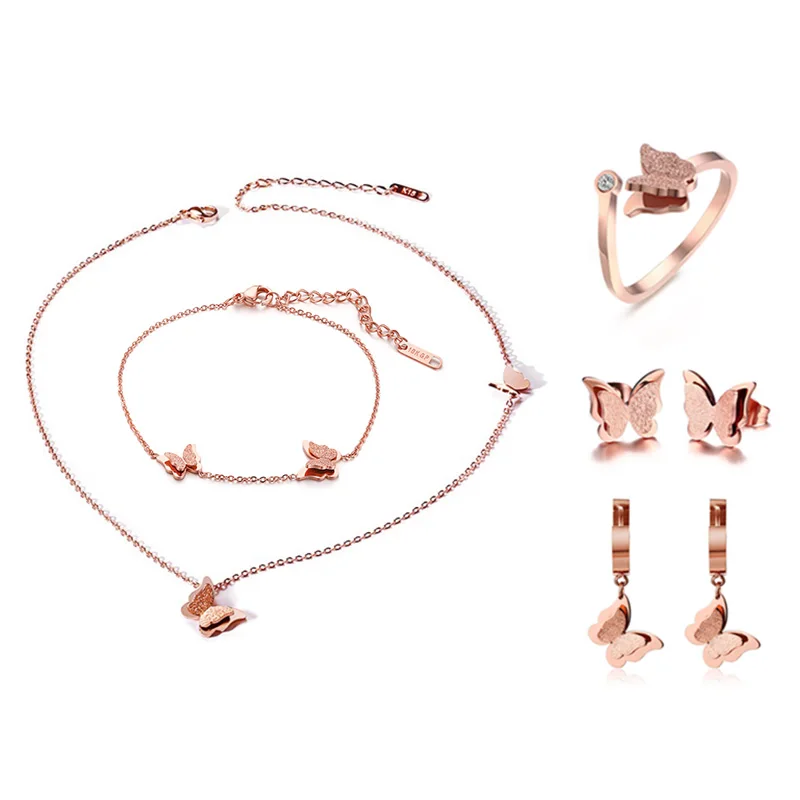 Tiny Rose Gold Butterfly Necklace 