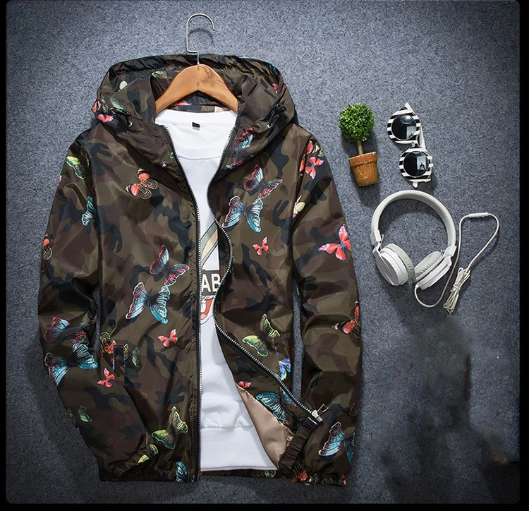 Grandwish/мужские куртки с капюшоном, мужская верхняя одежда, ветровка с цветочным принтом, мужская куртка, весна-осень, doudoune homme, ZA119