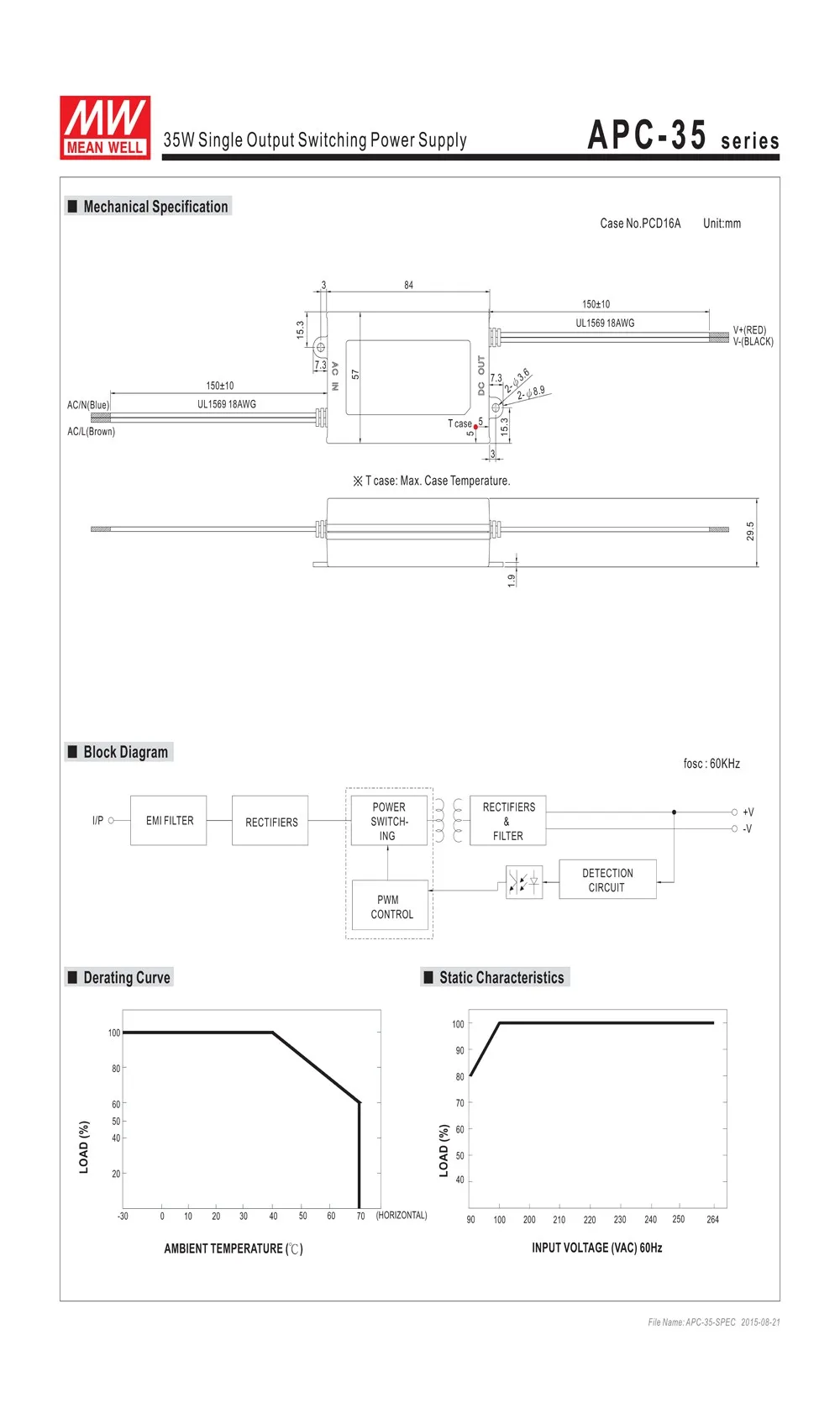 Блок питания регулируемый Meanwell LED driver APC-35-500 один выход 35 Вт 25~ 70 В ма Mean well СВЕТОДИОДНЫЙ источник питания драйвера для света прокладки сид