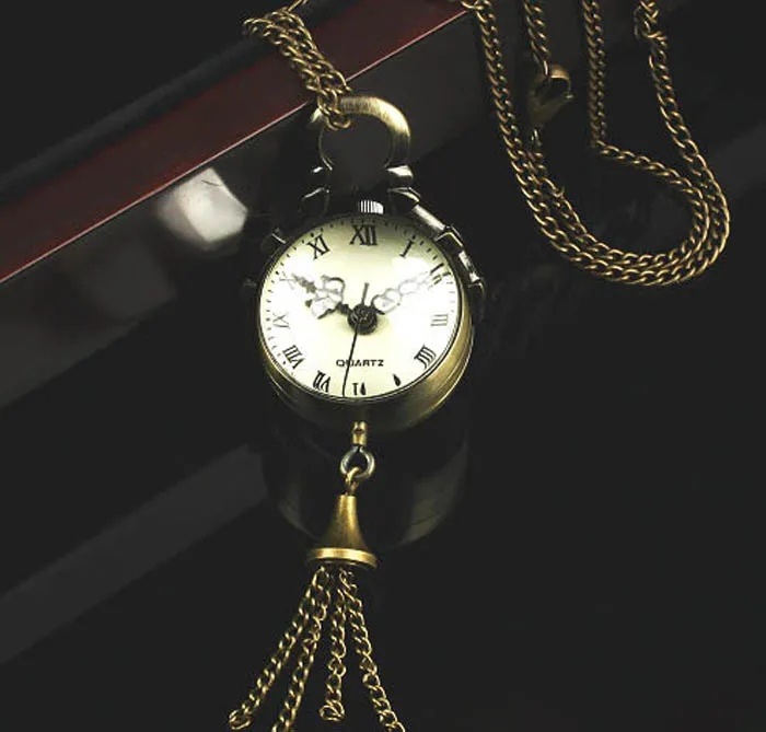 Часы женские карманные часы ожерелье Ретро Винтаж Бронзовый кварцевый шар стекло карманные часы ожерелье цепь стимпанк