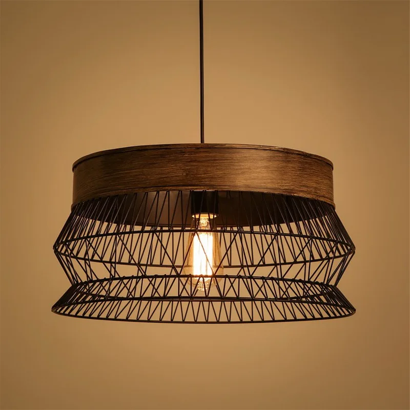 

American Countryside Art Brid Cage Wrought Iron Dining Room Pendant Light Concise Cafe / Bar Decoration Edison Bulbs Light