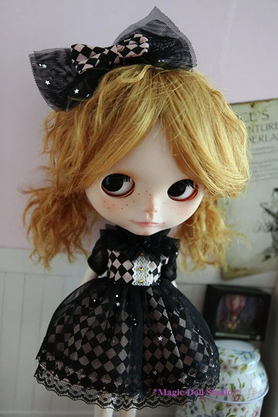 [MG133] Blyth кукла платье# черное Сетчатое платье для Neoblythe Кукла Одежда делая 12 вкл куклы наряды