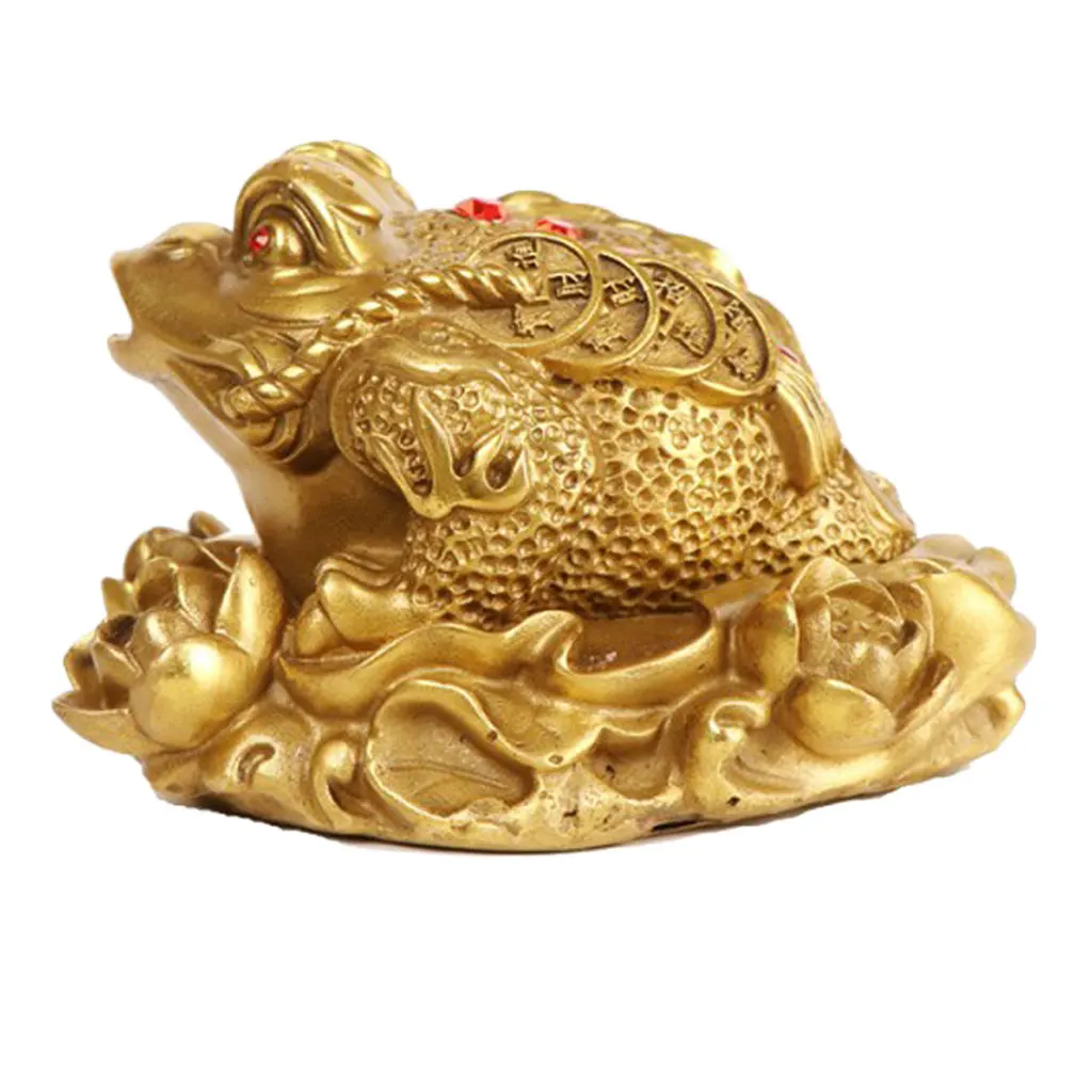 Chinese Lucky Money Gold 3 Legged Toad Frog Feng Shui Attach Wealth Charm Ancient Coins Hone Office Decor Golden Lucky Gifts