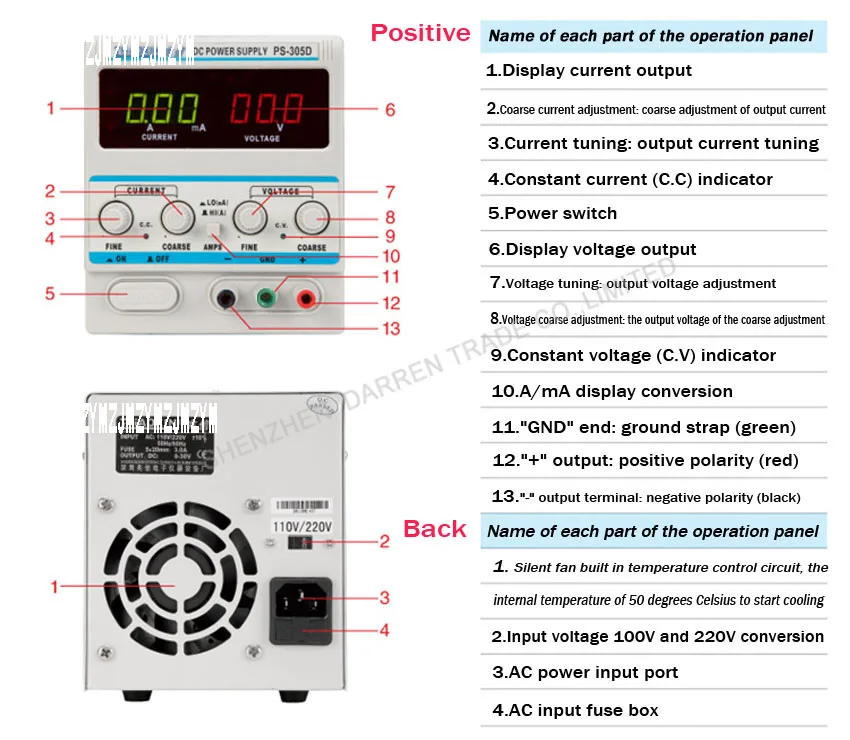 Ps 305d блок питания схема Купить ZHAOXIN PS-305D переменный 30V 5A DC источник питания для лабораторной ре