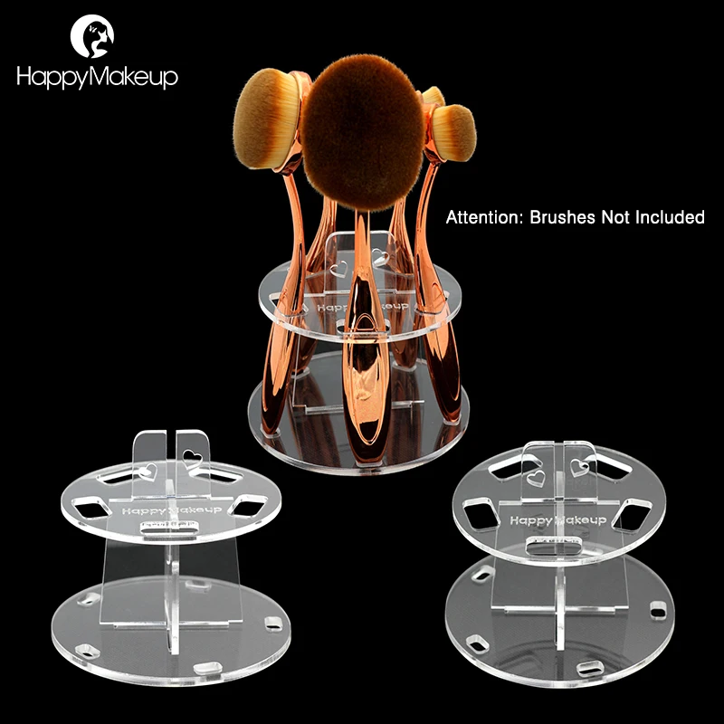 

Happy Makeup brush Holder Drying 5 Holes Acrylic Organizer Oval Toothbrush Storage Shelf Tree Brushes Stand Dryer Cosmetic
