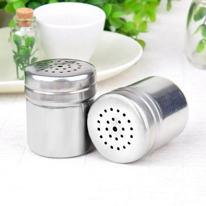 Junejour Kitchen Stainless Steel Spice Jar Bottle Salt Sugar Spice Pepper Shaker Seasoning Sprays Can Tins Cumin Powder BBQ Tool