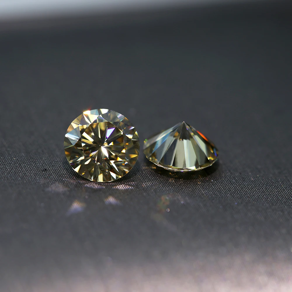 5mm 0.46ct Carat VVS1 Excellent Cut Grade Test Positive Round Cut Yellow Moissanite EF Color Loose Stones Moissanite