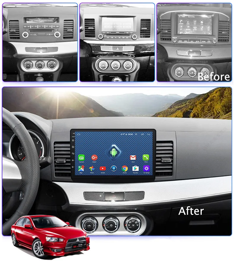 Clearance 4G 3G WIFI All Netcom 10.1 inch 2+32G Android 8.0 car dvd gps navigation for mitsubishi lancer 2007-2015 multimedia radio system 1
