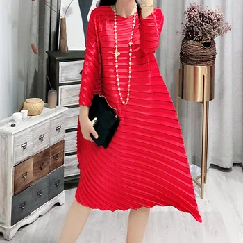 

Fold 2019 spring new wide stripe large size was thin temperament dress female European station free shipping