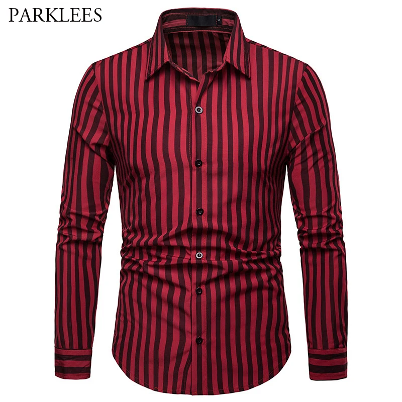 red and black striped shirt mens