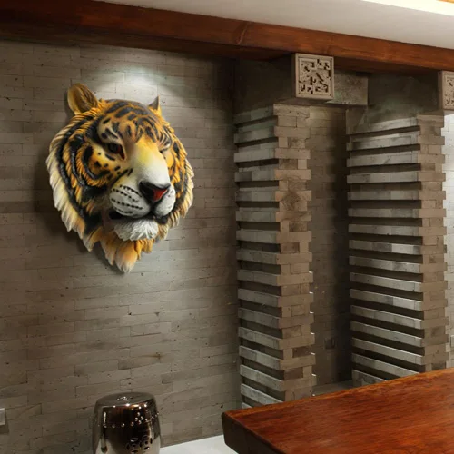 Garden Décor Creative Human Made Tiger Head Wall Ornament Decorate Statues