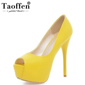 

TAOFFEN 5 Colors Size 32-43 Women High Heels Pumps Candy Colors Platform Shoes Women Sweety Party Wedding Elegant Footwear