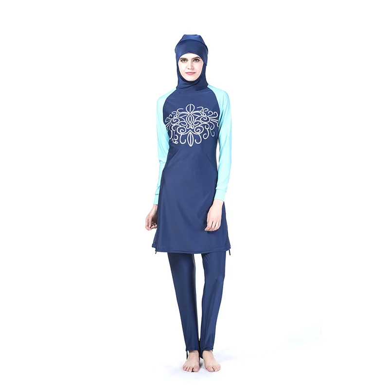 Высококачественный Мусульманский купальник женский длинный рукав, мусульманский Lslamic полный Чехол костюмы купальники набор с цветочным